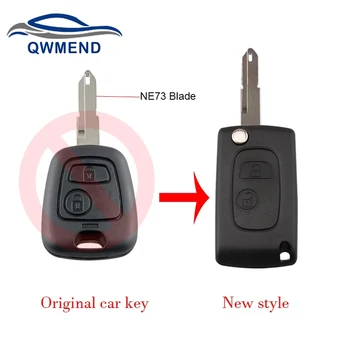 QWMEND Yeni Akıllı Peugeot Anahtar Araba 2 Düğmeler NE73 Bıçak katlanır araba anahtarı Kabuk için Peugeot 106 206 306 406