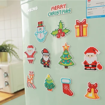 Noel Elmas Boyama Mıknatıslar Sanat Noel Buzdolabı Mıknatısları Elmas Boyama Çıkartmalar Buzdolabı Yazı Tahtaları Dekorasyon
